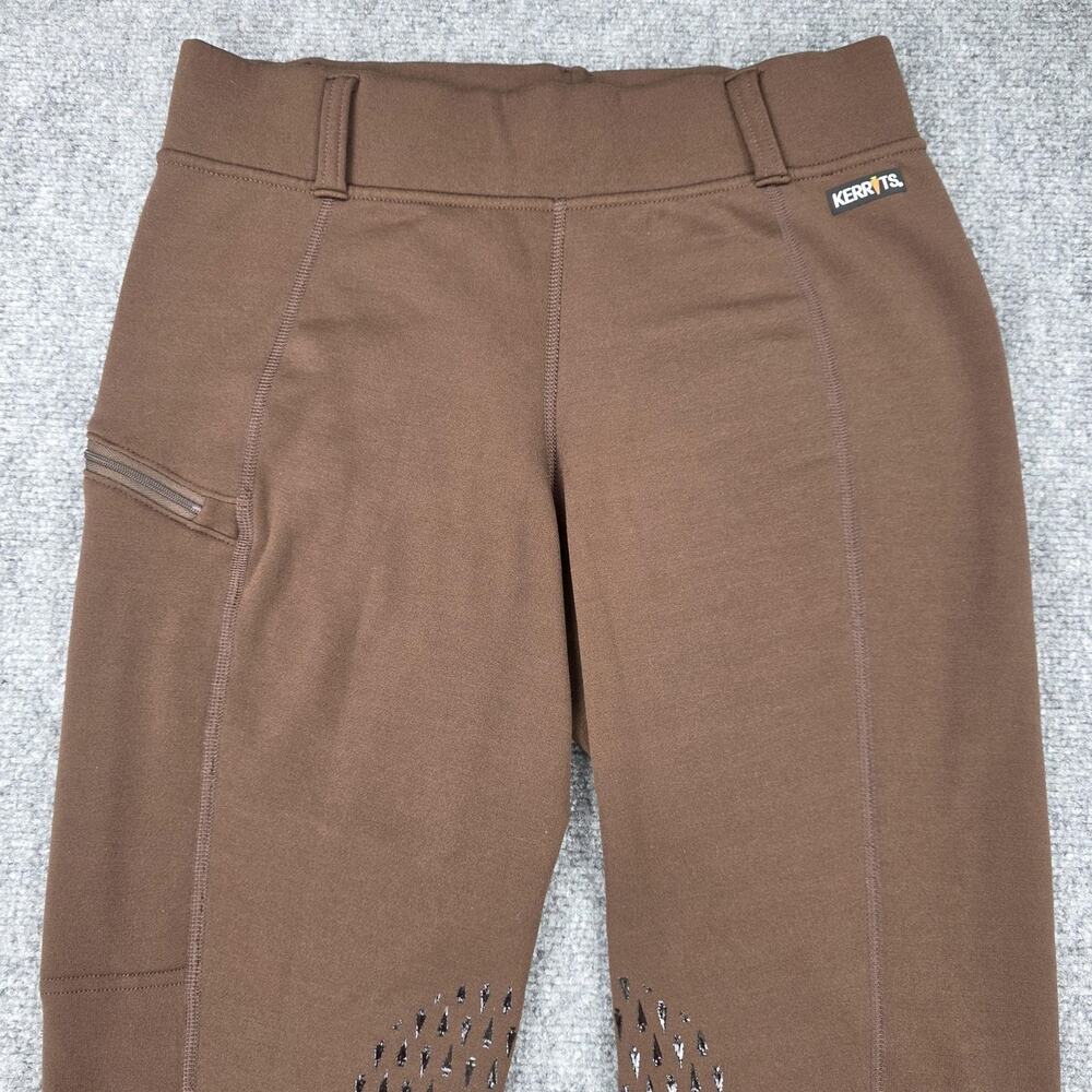 Kerrits Pants Womens Large Brown Fleece Riding Leggings Knee Grip Zip Pocket - Picture 9 of 16